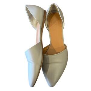VINCE Gray Leather D'Orsay Flats Women size 8 Pointed Toe Made in Italy